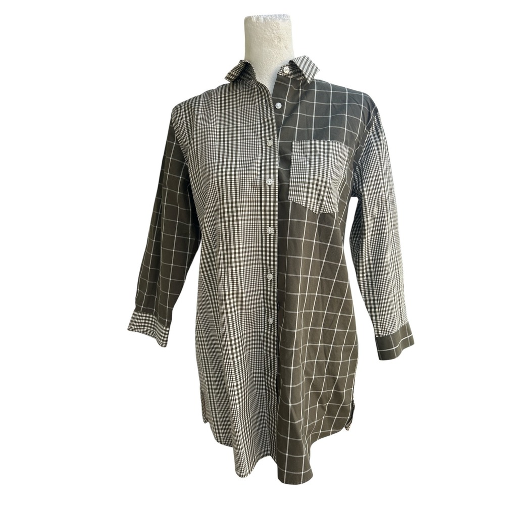 NWOT Lands' End Plaid  No-Iron Supima Long Sleeve Button Front ‎ Size 4